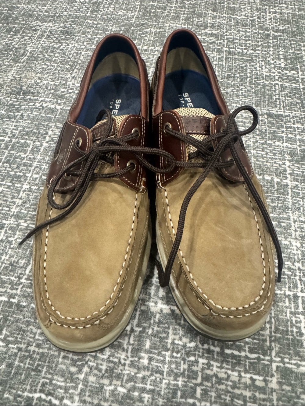 Sperry Men's Tan Suede and Brown Leather Boat Shoes